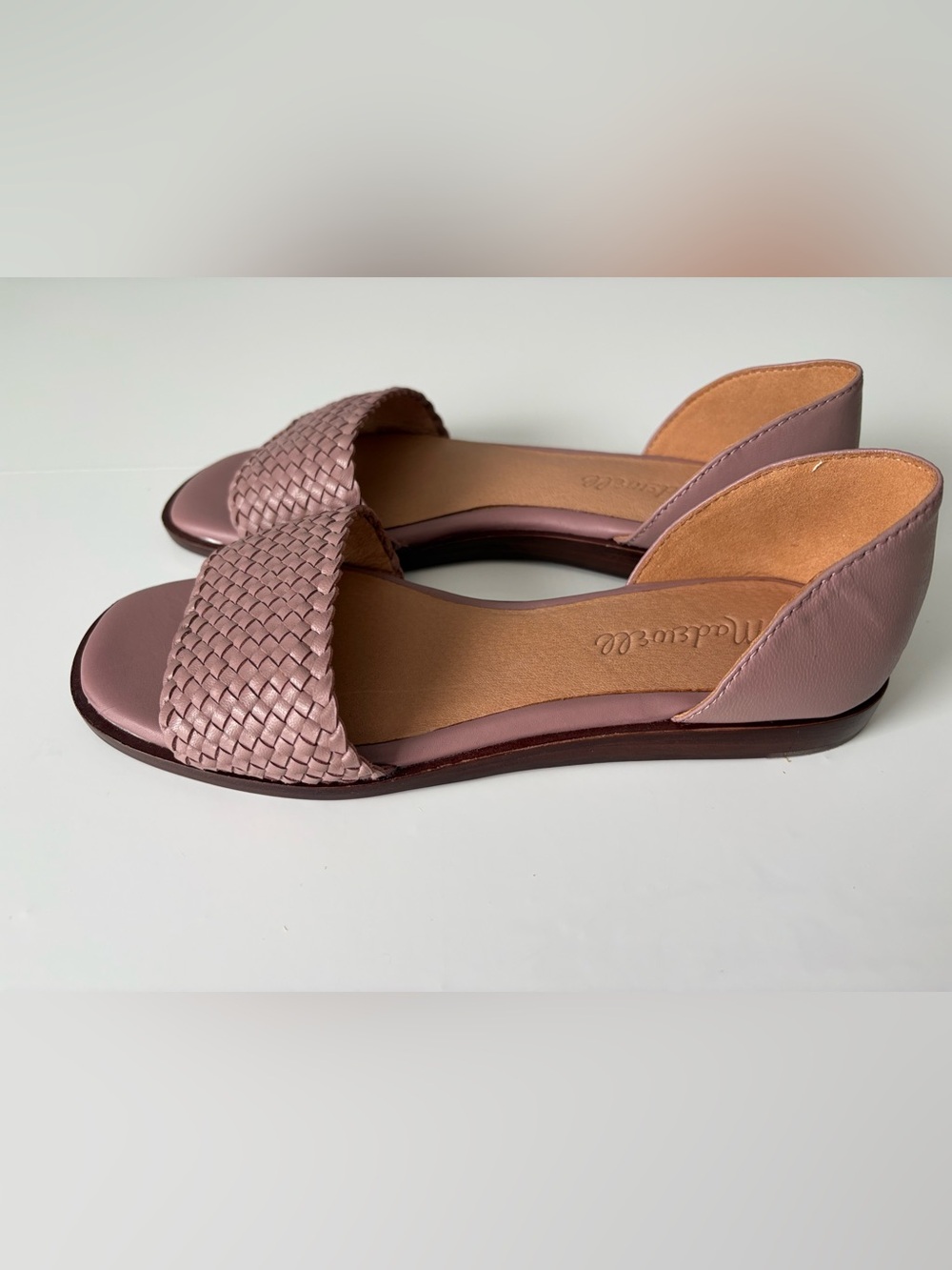 Madewell Blush Pink Woven Leather Flat Sandals Size 6 NWOT